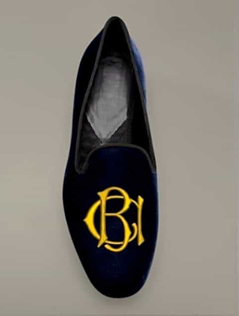 bestickte Samtpantoffeln