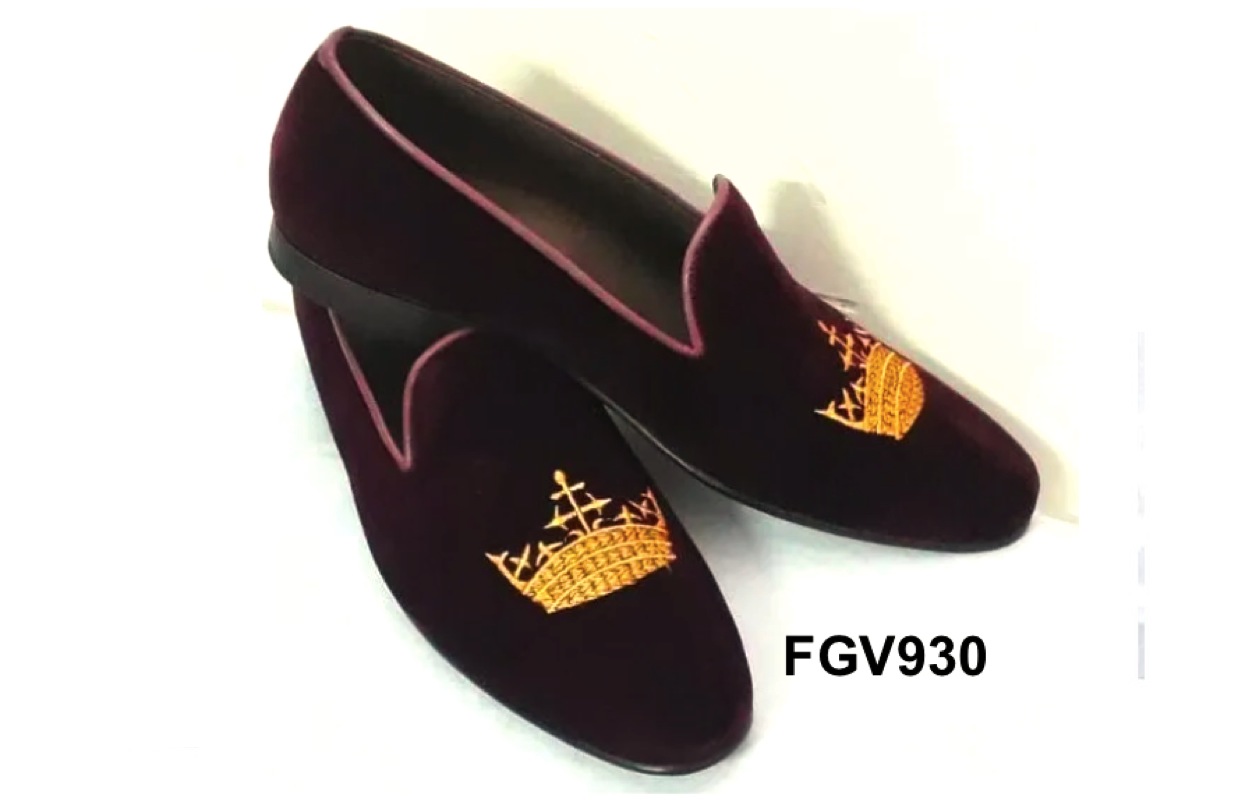 Krone Stickerei Samt Mädchen-Loafer